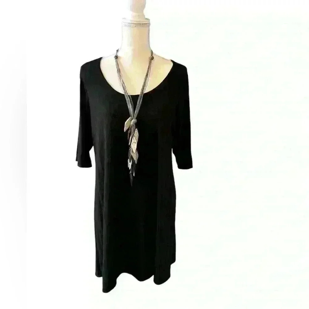 Eileen elbow length sleeve black dress/tunic size L